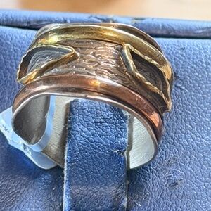 Gold and Silver Textured Ring